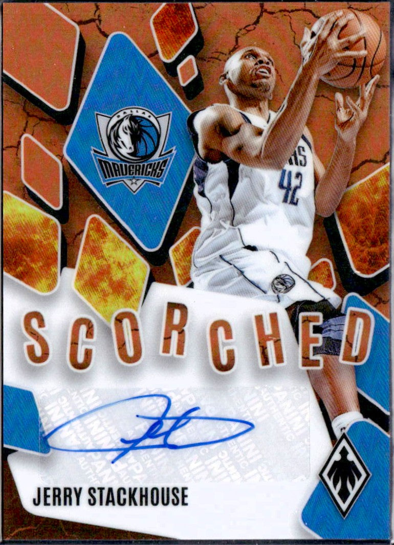 Jerry Stackhouse 2023-24 Panini Phoenix Orange Scorched Auto SP 40/49