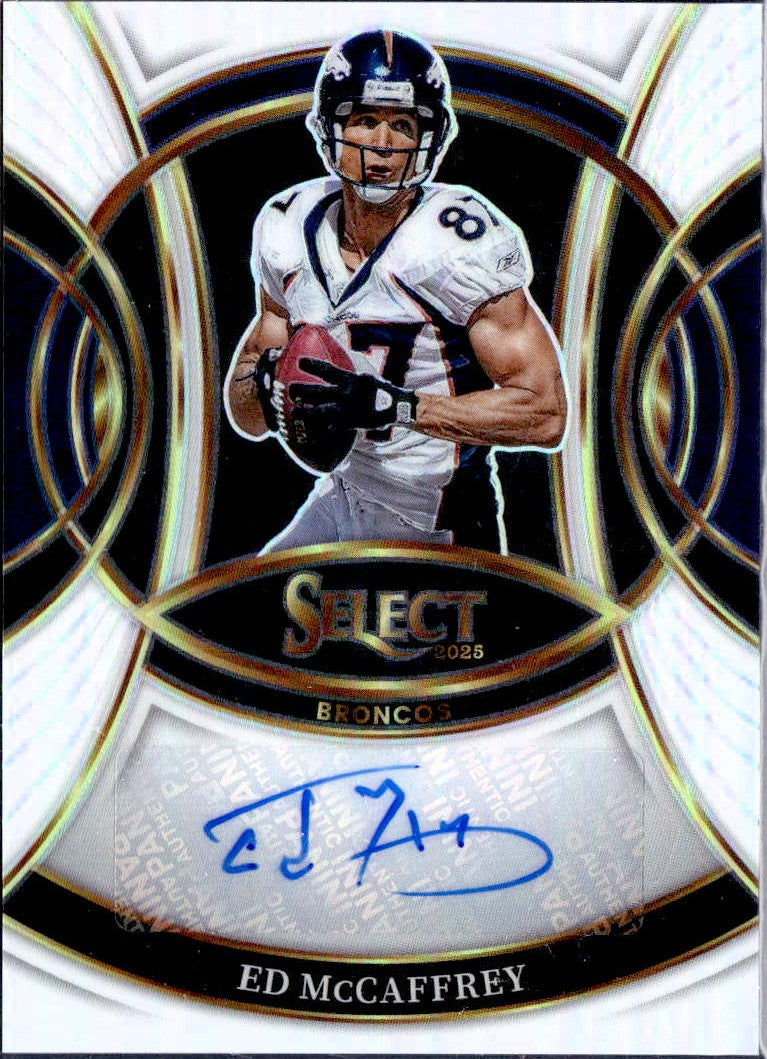 Ed Mccaffrey 2025 Panini Select White Prizm Signatures Auto SP 2/35