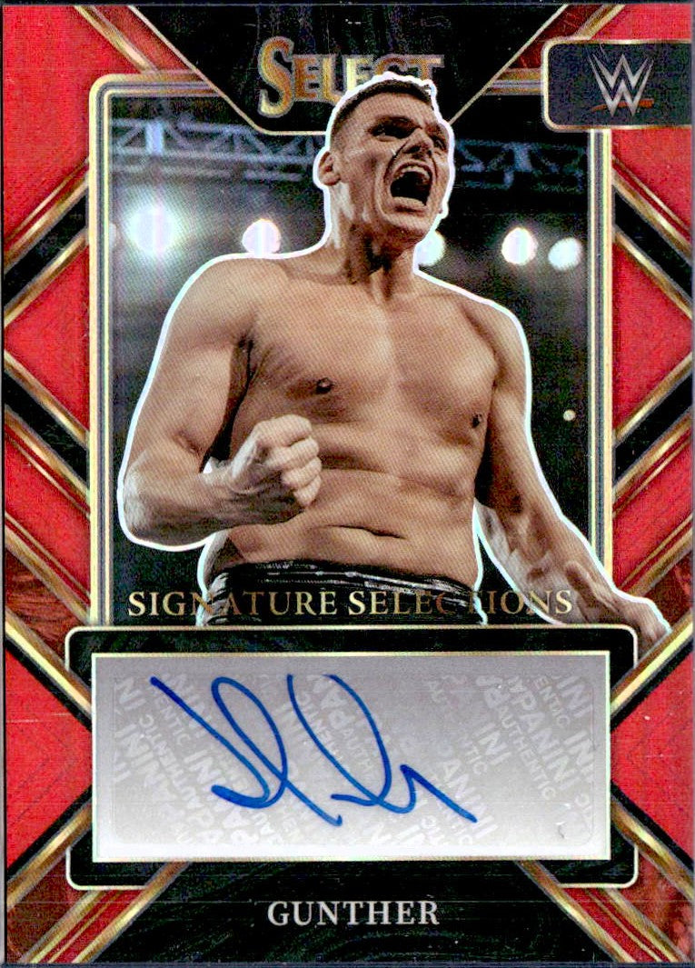 Gunther 2023 Panini Select WWE Red Prizm Signature Selections Auto SP 10/49
