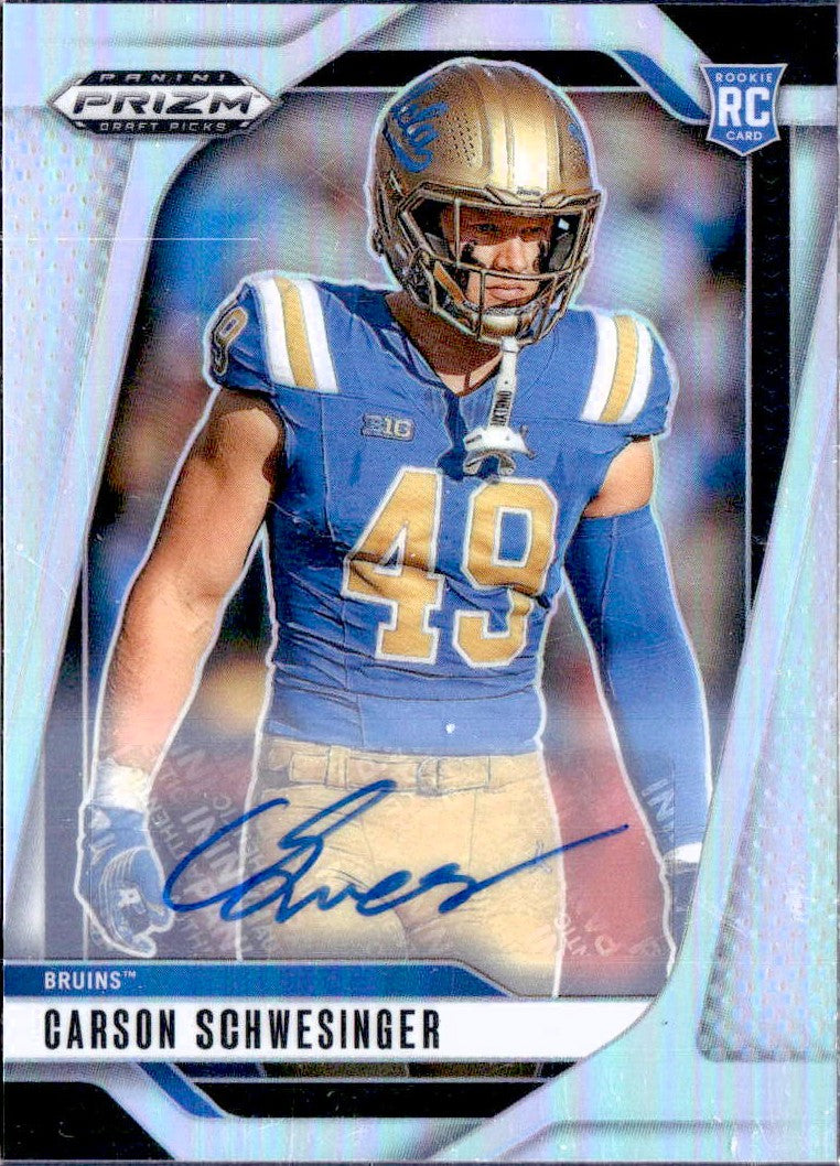 Carson Schwesinger RC 2025 Panini Prizm Draft Silver Rookie Auto #137-1