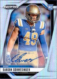 Carson Schwesinger RC 2025 Panini Prizm Draft Silver Rookie Auto #137-1