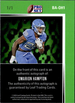 Omarion Hampton RC 2025 Leaf Pro Set Red Flood Super Gold Circles Rookie Auto SP 1/1-2
