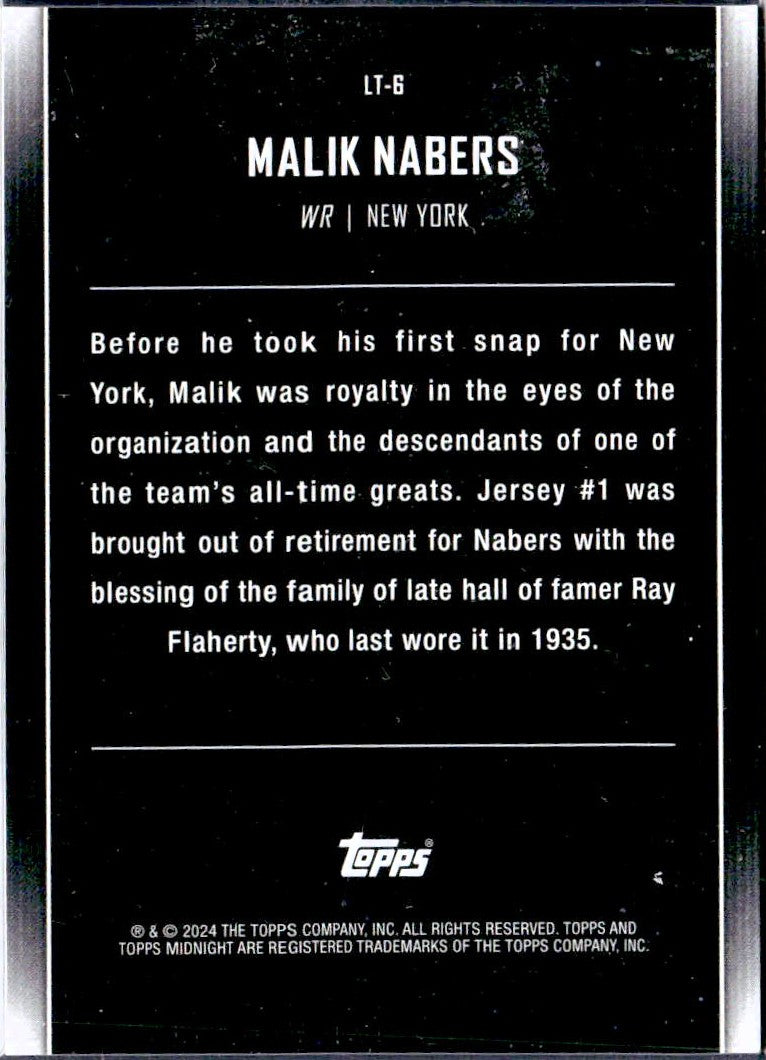 Malik Nabers RC 2024 Topps Midnight Winter Solstice Lunar Tide Rookie SP 2/35
