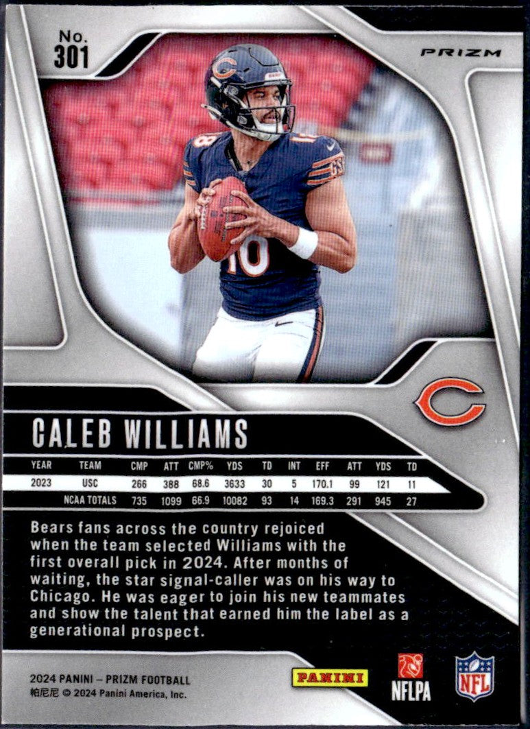 Caleb Williams RC 2024 Panini Prizm Pink Rookie #301