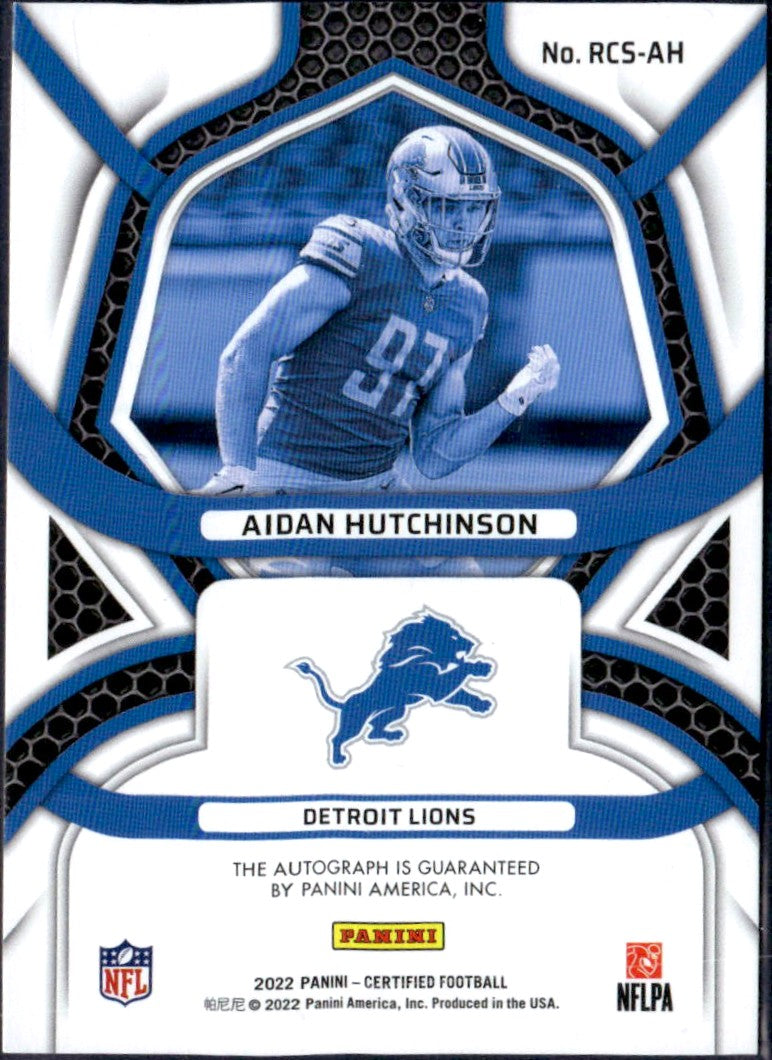 Aidan Hutchinson RC 2022 Panini Certified Red Rookie Roll Call Auto SP 1/30