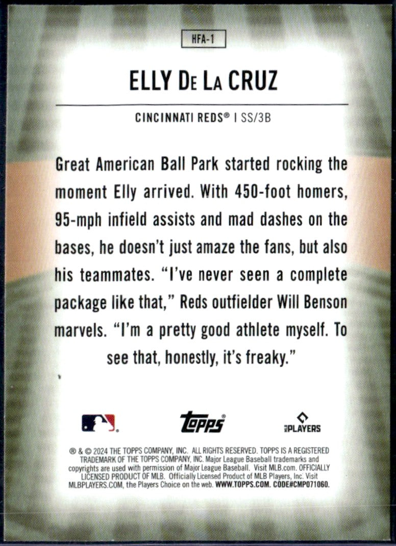 Elly De La Cruz RC 2024 Topps Home Field Advantage Rookie SSP