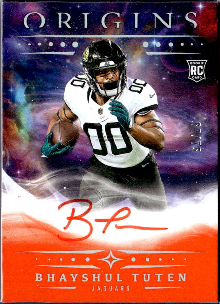 Bhayshul Tuten RC 2025 Panini Origins Orange Rookie Auto SP 67/75-1