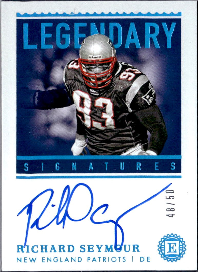 Richard Seymour 2020 Encased Blue Legendary On Card Auto SP 48/50