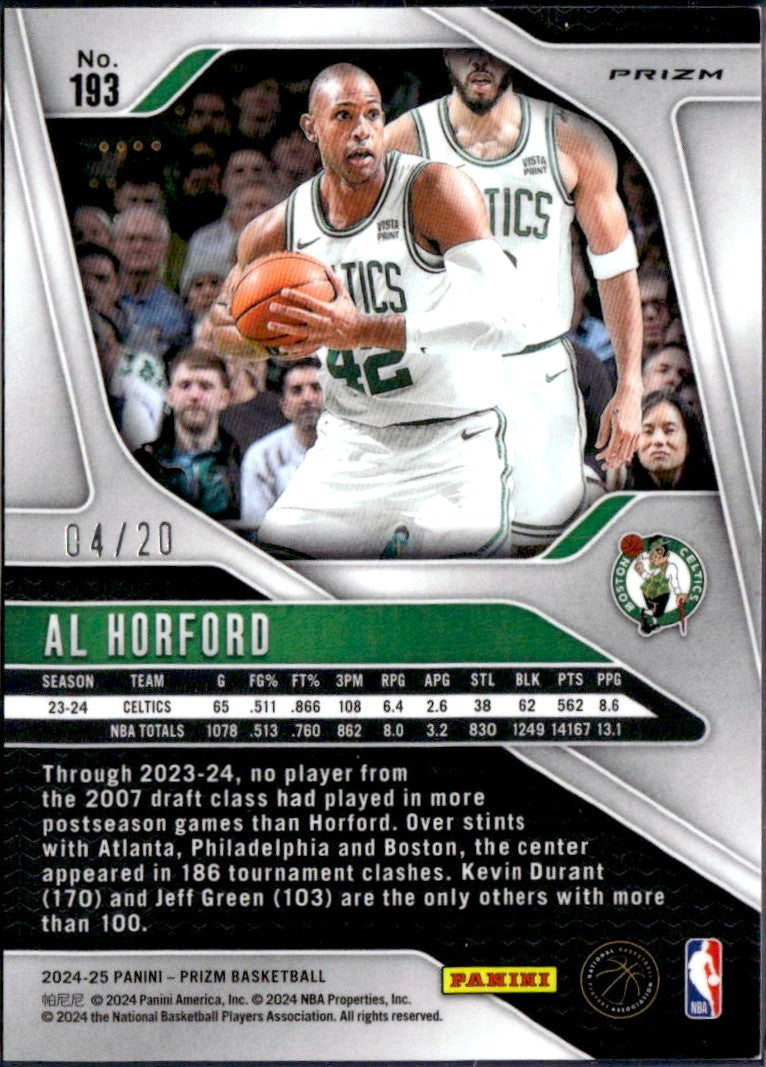 Al Horford 2024-25 Panini Prizm Cherry Blossom Choice SP 4/20