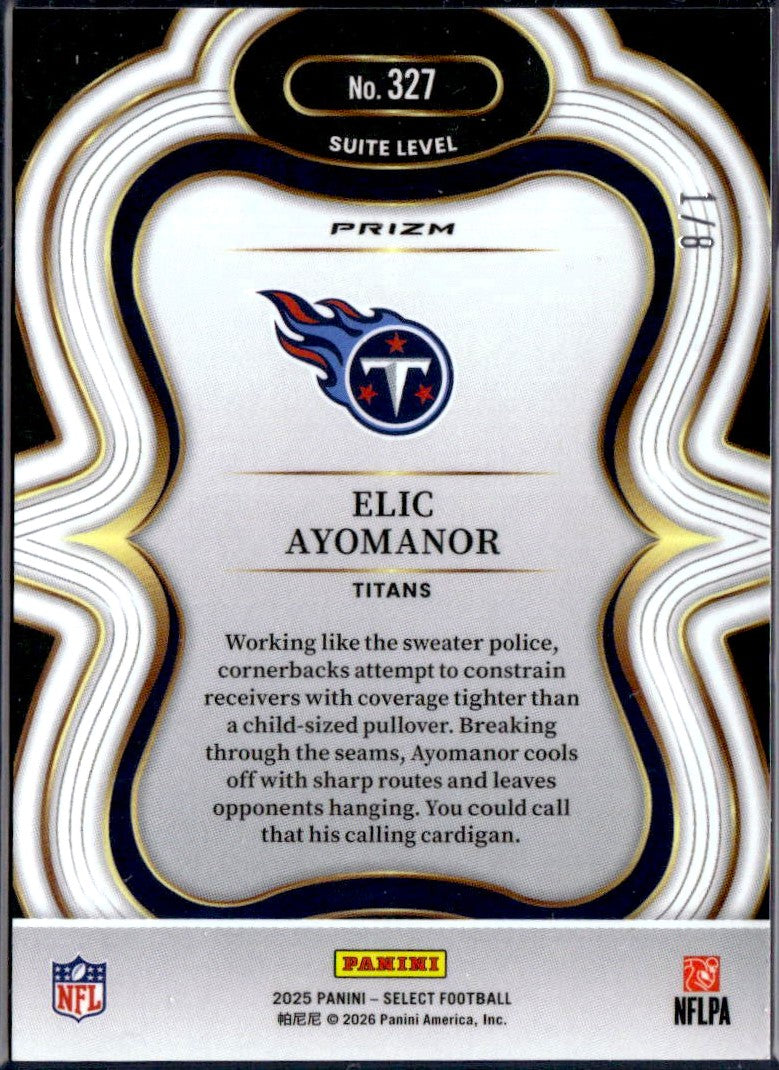 Elic Ayomanor RC 2025 Panini Select Suite Level Lucky Envelope Prizm Rookie SP 1/8