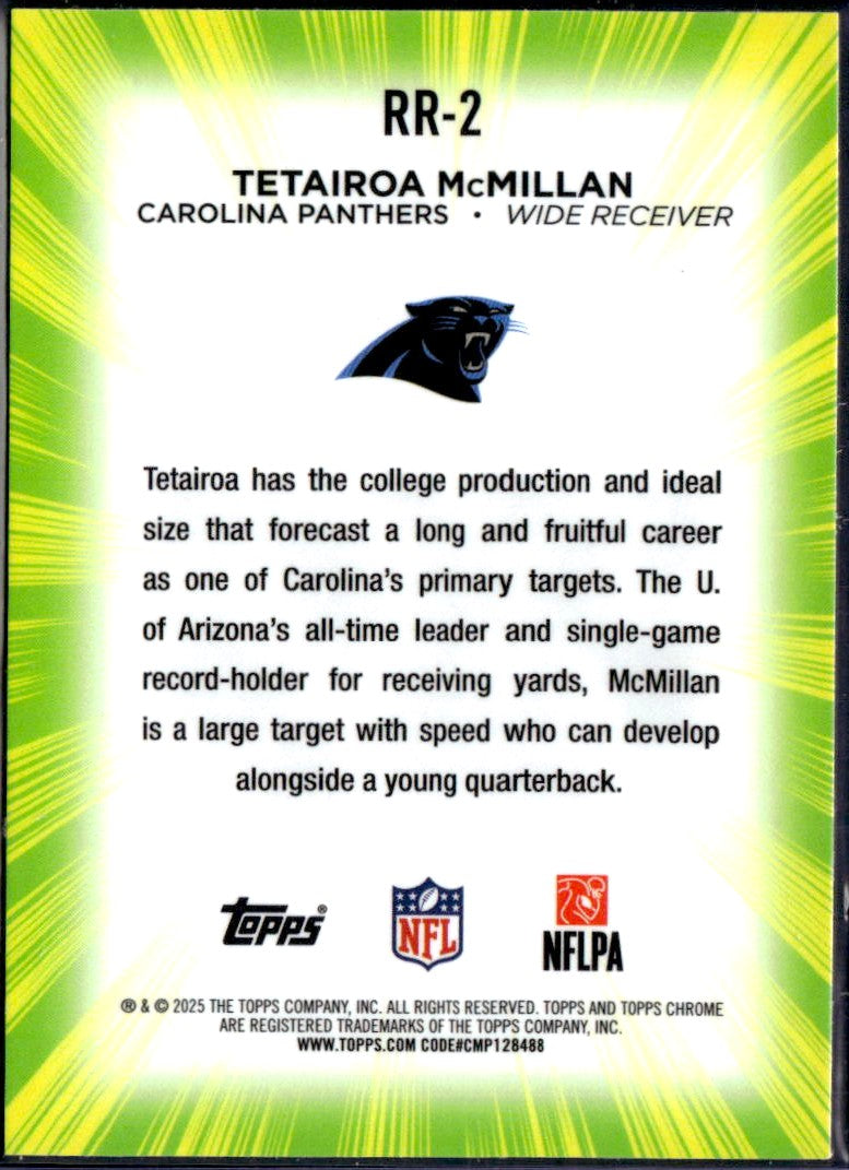 Tetairoa Mcmillan RC 2025 Topps Chrome Radiating Rookie Case Hit SSP-2