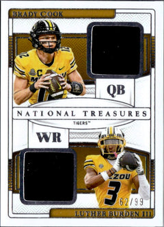 Brady Cook Luther Burden III 2025 National Treasures Collegiate Dual Rookie Patch SP 62/99-1