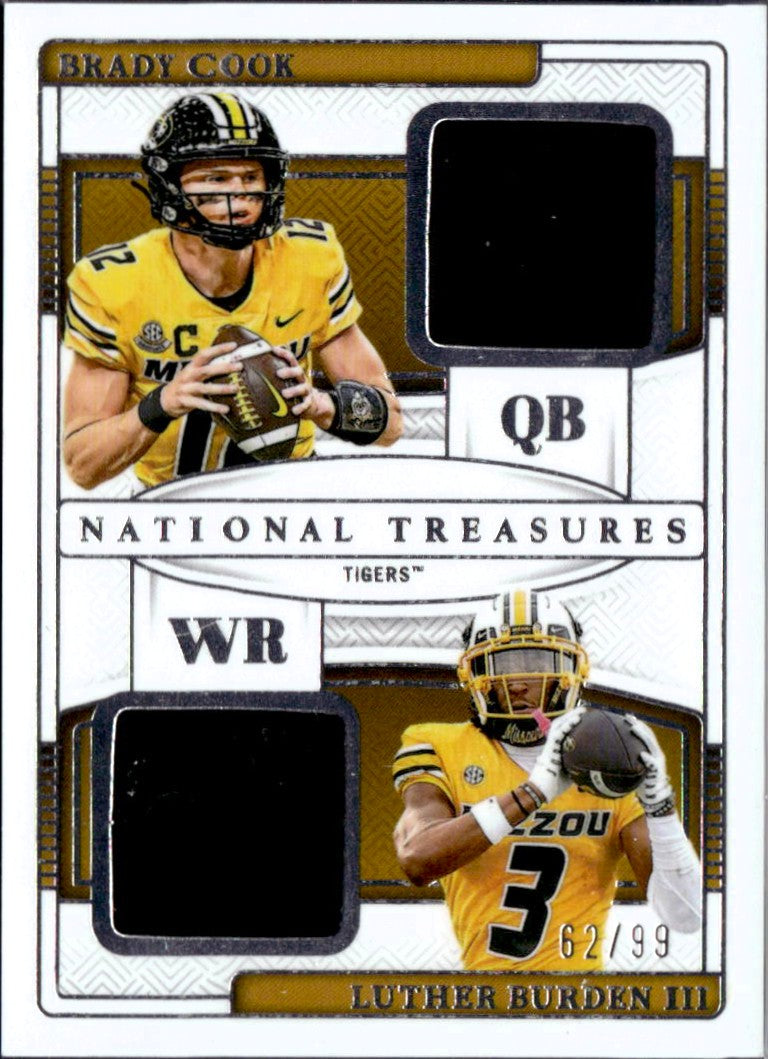 Brady Cook Luther Burden III 2025 National Treasures Collegiate Dual Rookie Patch SP 62/99-1