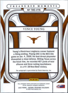 Vince Young 2025 National Treasures Collegiate Treasured Moments Auto SP 45/99-2