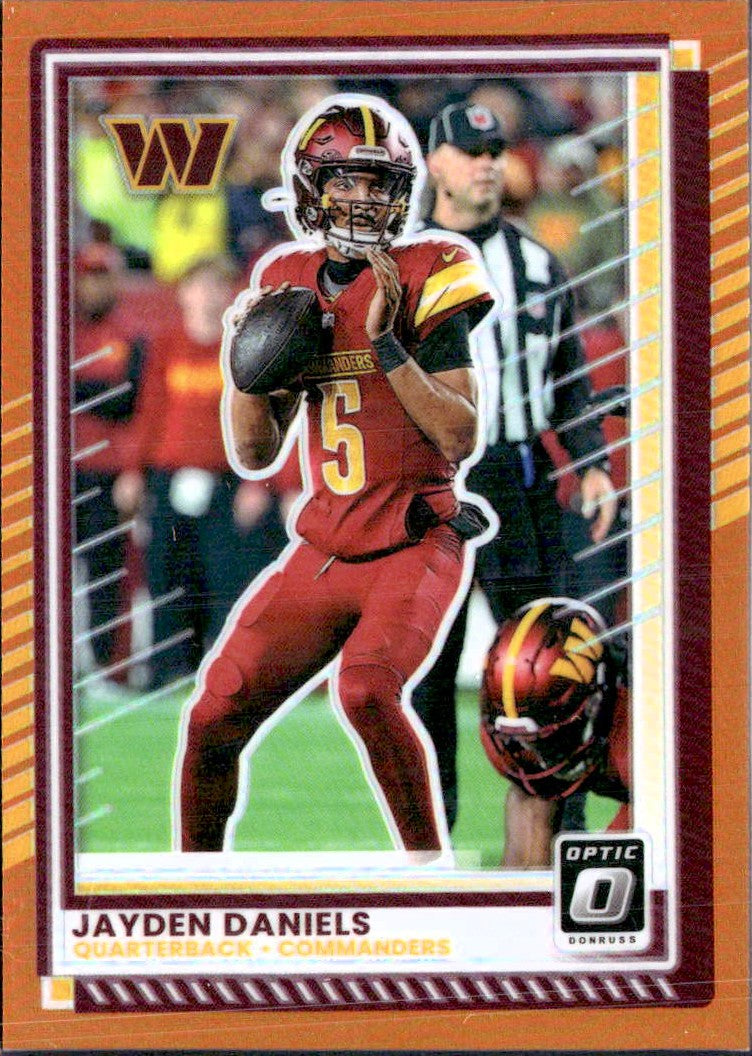 Jayden Daniels 2025 Donruss Optic Orange Prizm SP 19/299