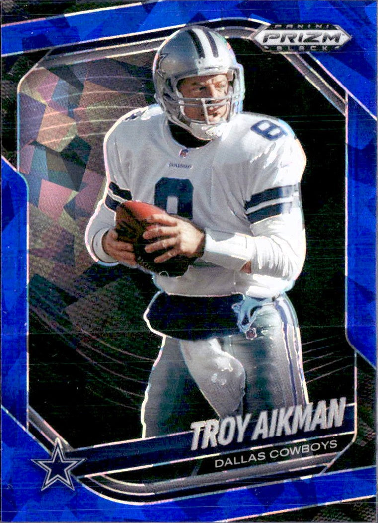 Troy Aikman 2025 Panini Prizm Black Blue Ice SP 28/125