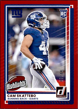 Cam Skattebo RC 2025 Donruss Red The Rookies SP 7/49