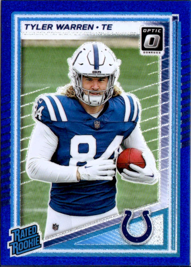 Tyler Warren RC 2025 Donruss Optic Blue Glitter Rated Rookie SSP #234