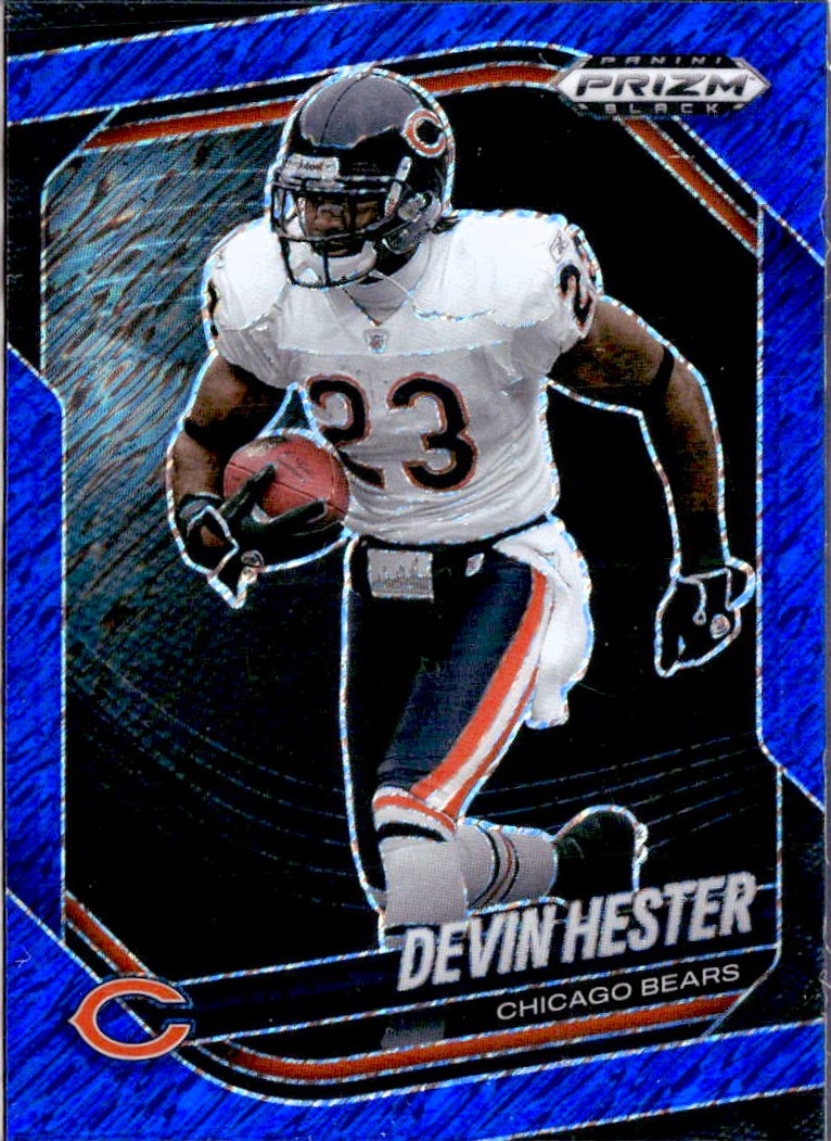 Devin Hester 2025 Panini Prizm Black Blue Shimmer FOTL SP 7/35