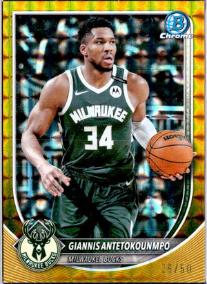 Giannis Antetokounmpo 2025-26 Bowman Chrome Gold Geometric SP 26/50