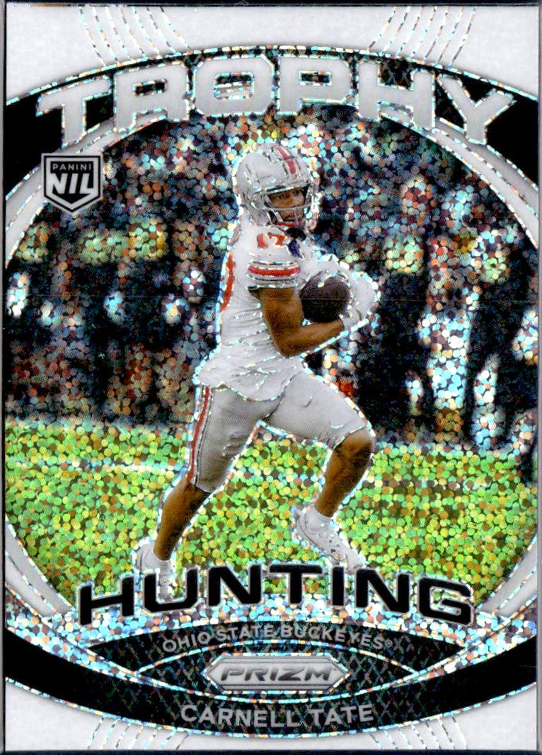 Carnell Tate RC 2024 Panini OSU Prizm White Sparkle Trophy Hunting Rookie SSP