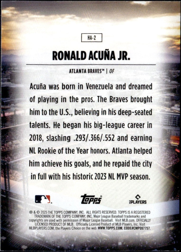 Ronald Acuna Jr 2025 Topps Home Field Advantage SSP