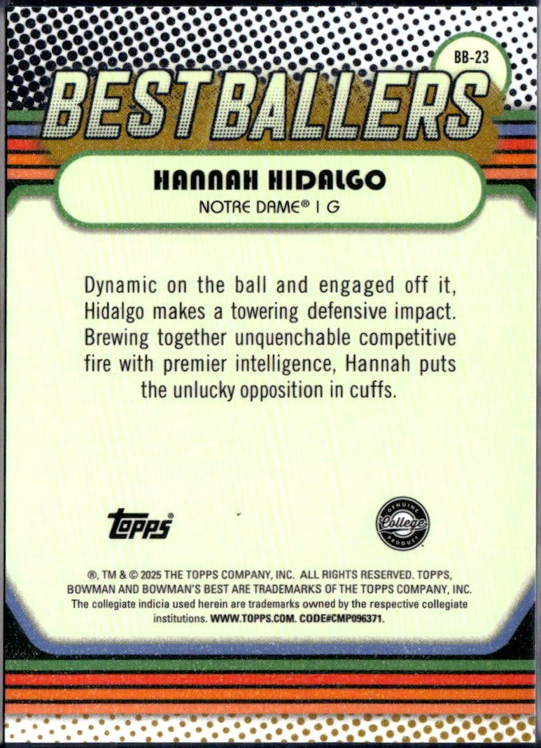 Hannah Hidalgo RC 2024 Bowman U Best White Geometric Best Ballers Rookie SP 2/5