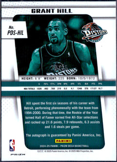 Grant Hill 2024-25 Panini Prizm Deca Green Shimmer FOTL Auto SP 22/25-2