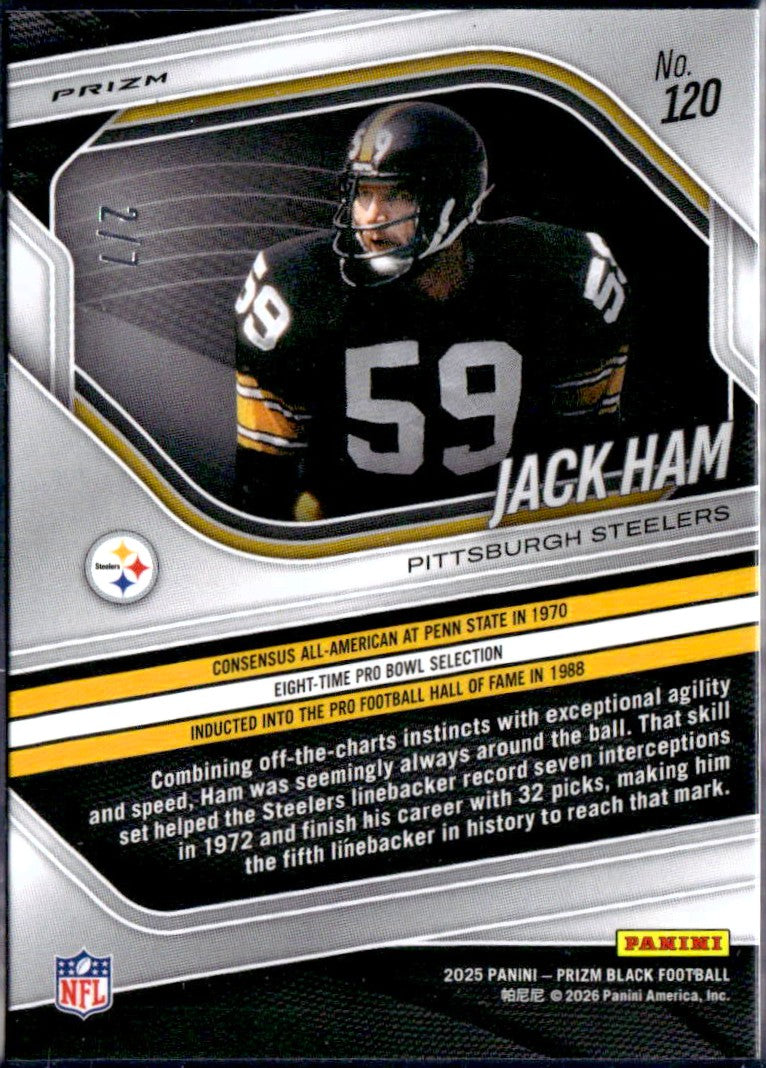Jack Ham 2025 Panini Prizm Black Green Shimmer FOTL SP 2/7