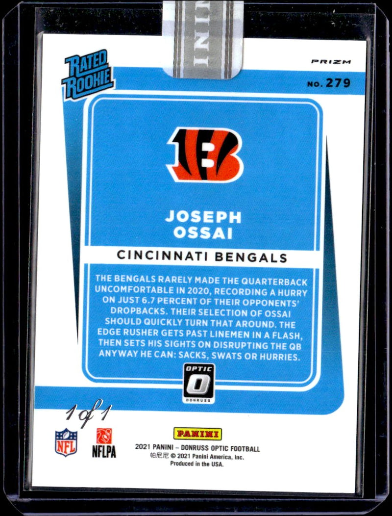 Joseph Ossai RC 2021 Donruss Optic Black Prizm Rated Rookie SP 1/1-2