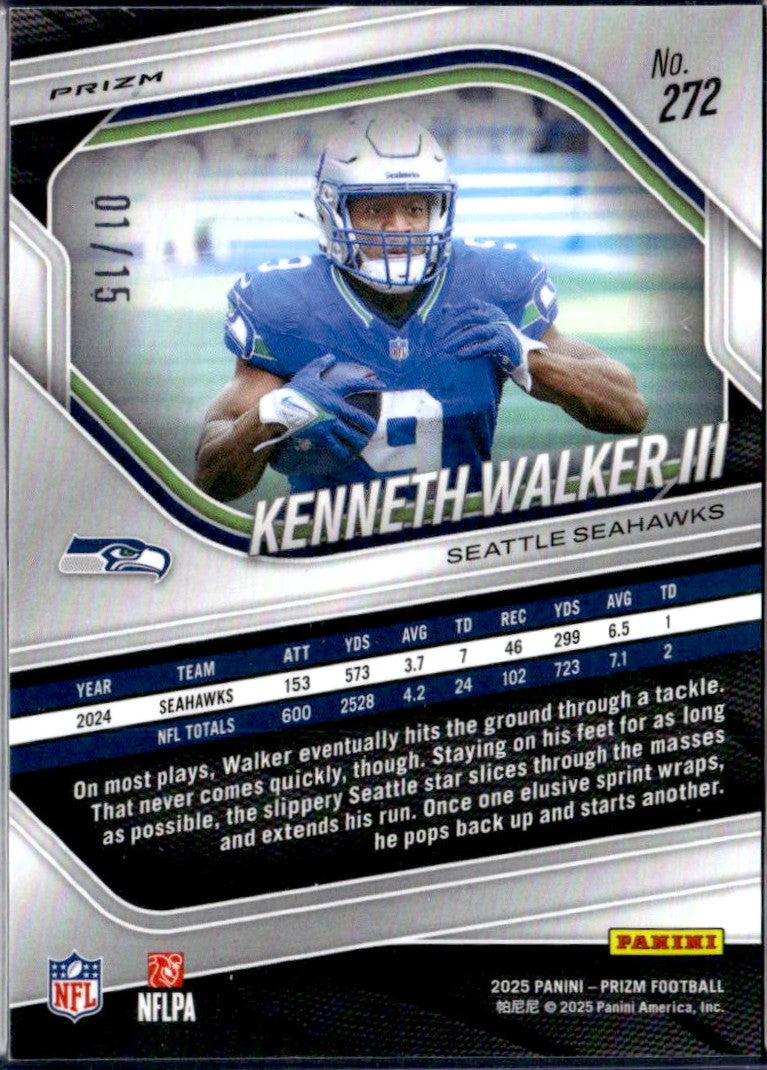 Kenneth Walker III 2025 Panini Prizm Forest Camo SP 1/15