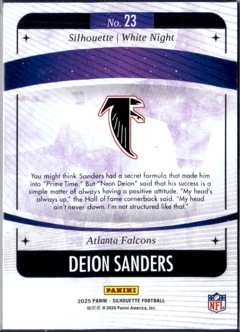 Deion Sanders 2025 Panini Silhouette White Night SSP #23