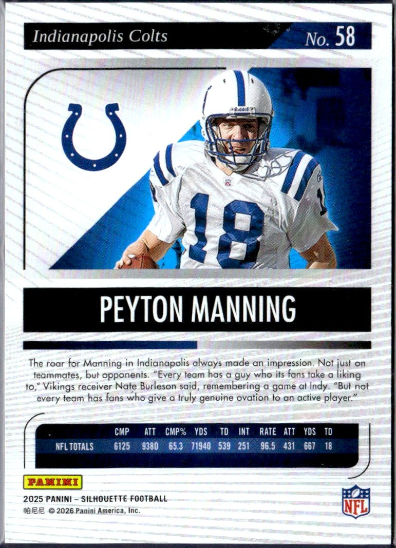 Peyton Manning 2025 Panini Silhouette Platinum SP 2/3