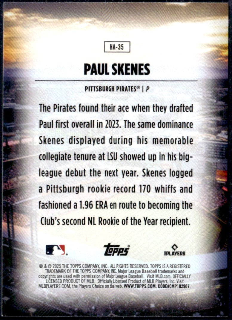Paul Skenes 2025 Topps Home Field Advantage SSP-2