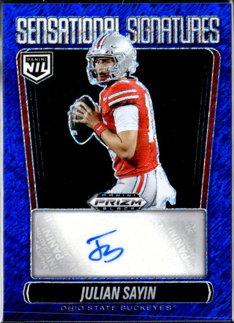 Julian Sayin RC 2025 Panini Prizm Black Blue Shimmer Sensational Rookie Auto SP 11/15-1