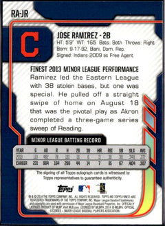 Jose Ramirez RC 2014 Topps Finest Refractor Rookie Auto-2