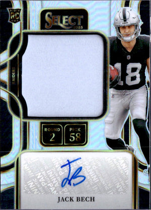 Jack Bech RC 2025 Panini Select Silver Rookie Patch Auto SP 128/199