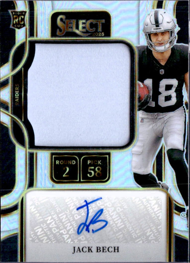 Jack Bech RC 2025 Panini Select Silver Rookie Patch Auto SP 128/199-1
