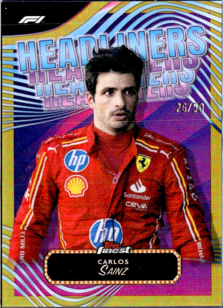 Carlos Sainz 2024 Topps Finest Formula 1 Gold Refractor Headliners SP 26/50-1