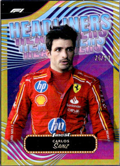 Carlos Sainz 2024 Topps Finest Formula 1 Gold Refractor Headliners SP 26/50-1