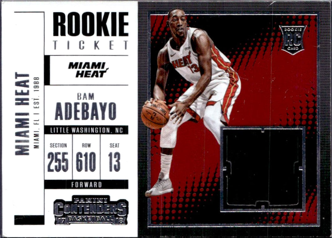 Bam Adebayo RC 2017-18 Panini Contenders Rookie Ticket Patch-1
