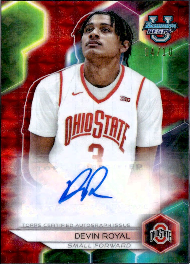 Devin Royal RC 2023-24 Bowman U Best Red Geometric Refractor Rookie Auto SP 4/10-1
