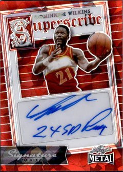 Dominique Wilkins 2024 Leaf Metal Signature Series Red Ice Superscribe Auto SP 1/1-1