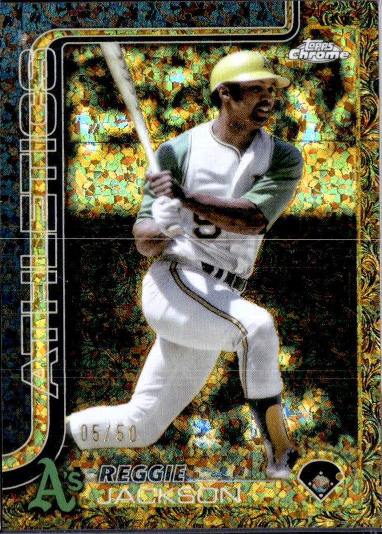 Reggie Jackson 2025 Topps Chrome Gilded Collection Mini Diamond Refractor SP 5/50-1