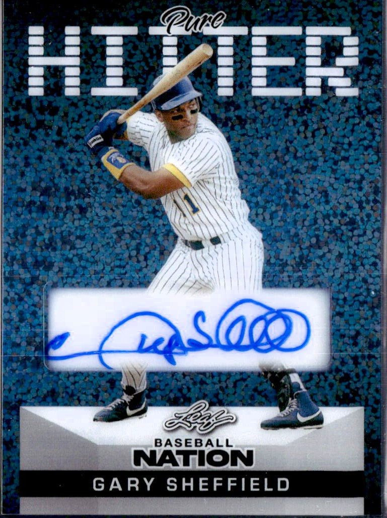 Gary Sheffield 2025 Leaf Baseball Nation Blue Speckle Pure Hitter Auto SP 1/2