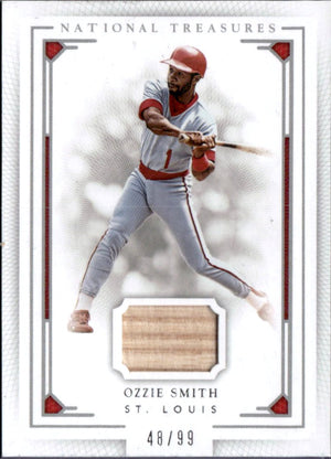Ozzie Smith 2016 National Treasures Game Used Bat Piece SP 48/99