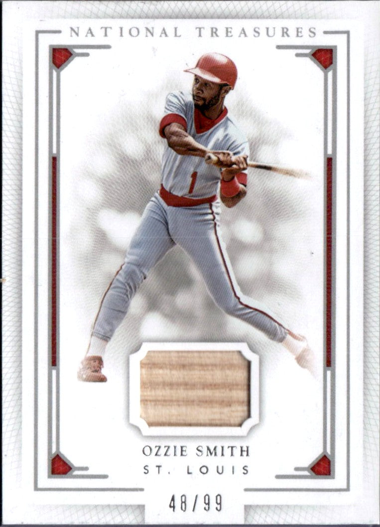 Ozzie Smith 2016 National Treasures Game Used Bat Piece SP 48/99-1