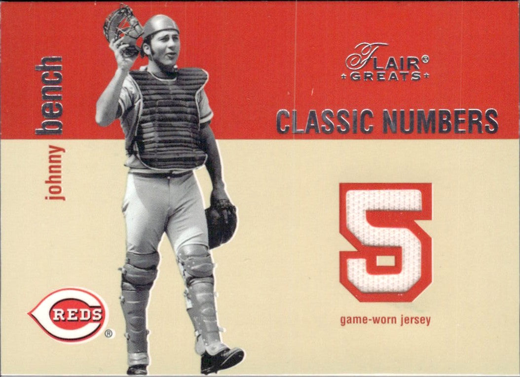 Johnny Bench 2003 Fleer Classics Numbers Game Used Patch-1