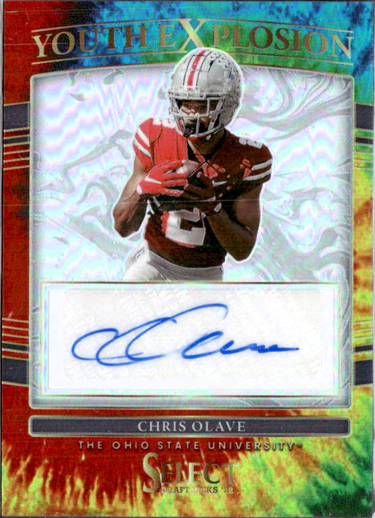 Chris Olave RC 2022 Panini Select Draft Tie Dye Youth Explosion Rookie Auto SP 8/25