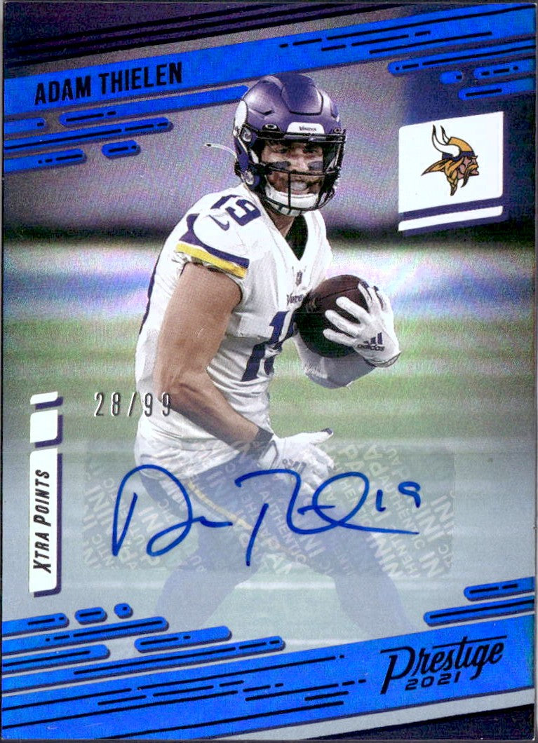 Adam Thielen 2021 Panini Prestige Blue Xtra Points Auto SP 28/99-1